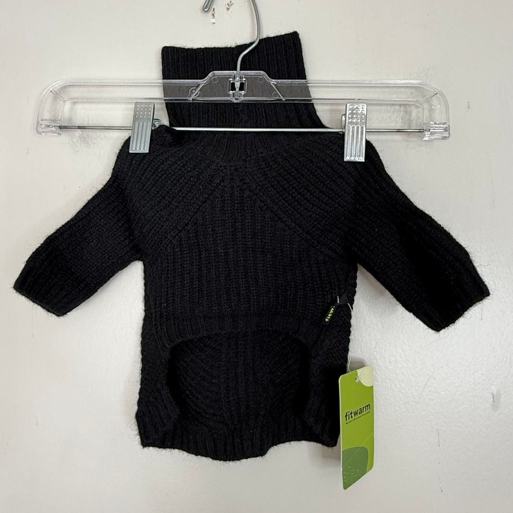 Fitwarm Pet Sweater Unisex XS Black Ribbed Knit Turtleneck Pullover Dog Clothes